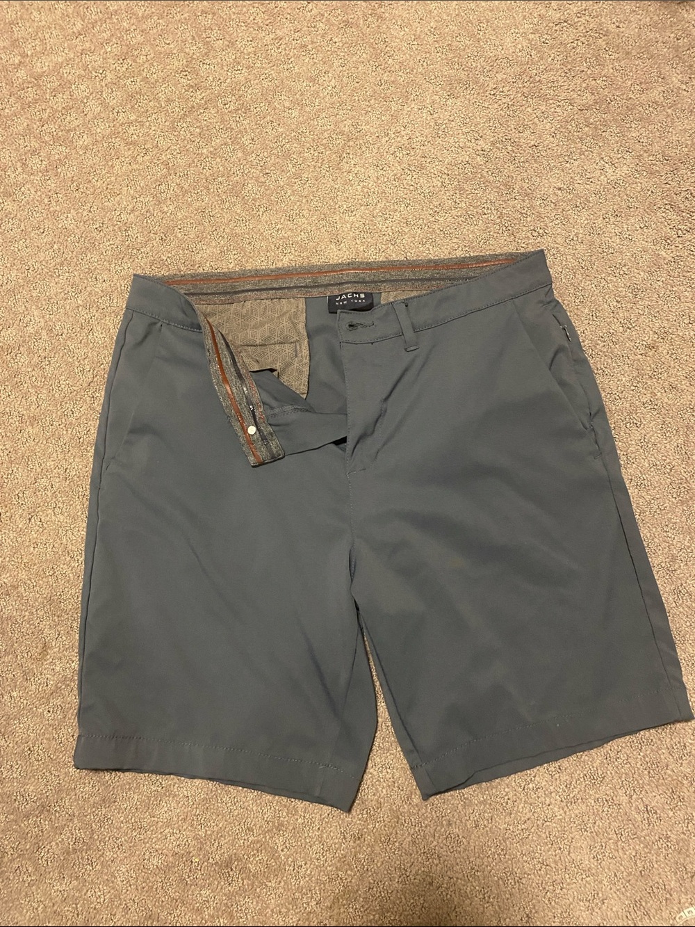 Jachs Men's Slate Gray Flat-Front Shorts